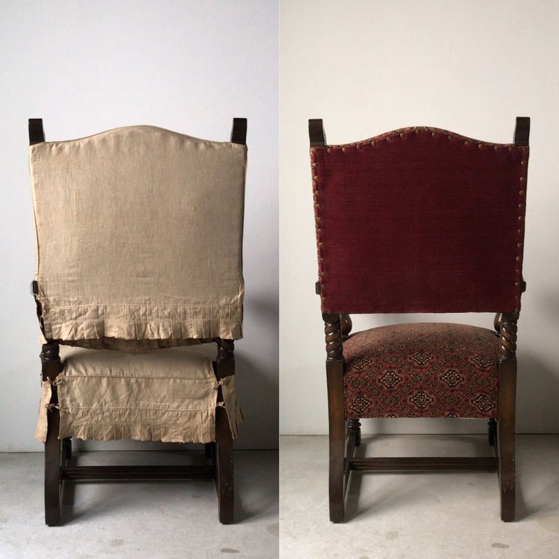 アンティーク アーム付 ハイバックチェア 洋館で保管されていた古い