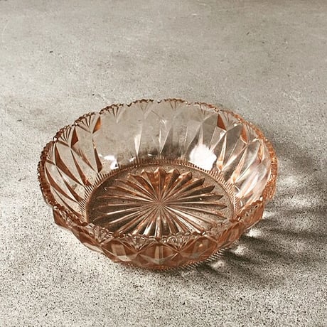 松坂屋 ヴィンテージ プレスガラス 菓子器. ガラス器 幅約20cm 大鉢 素麺器 大正〜昭和初期 アンティーク 気泡ガラス ゆらゆら硝子 デッドストック 完品