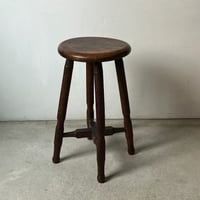 アンティーク丸椅子 広葉樹座面 黒ヤケ 飴色 トロトロ絶品エイジング 古い木の椅子 ヴィンテージスツール 日本製品 完品