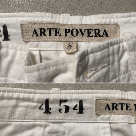 ARTE POVERA  アルテポーヴェラ  ユーズドリペア加工 (ペンキ加工・ホール補修加工)白い綿パン ワークパンツ 中古美品