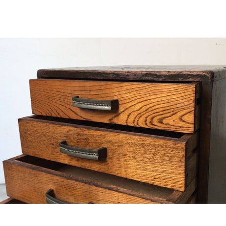 50s60sヴィンテージ 5杯レコードキャビネット 小引き出し 無垢材/プライウッド 美木目 アンティーク 木製小型家具 古道具 小物入れ