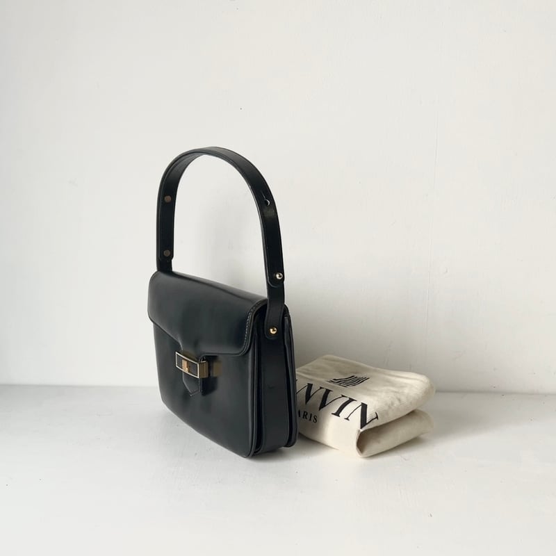 80s VINTAGE LANVIN レザー 2wayショルダーバッグ/ハンドバッグ フラン
