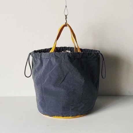 NAPRON  patientsbag  ナプロンのペーシェントバッグ  グレー/イエロー バイカラー好配色 2wayトートバッグ 巾着 鞄 64クロス 中古品
