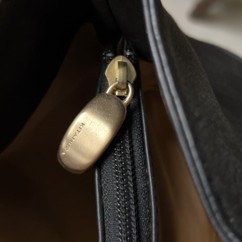 Kitamura キタムラ レザーミニトートバッグ シボ革 ブラック