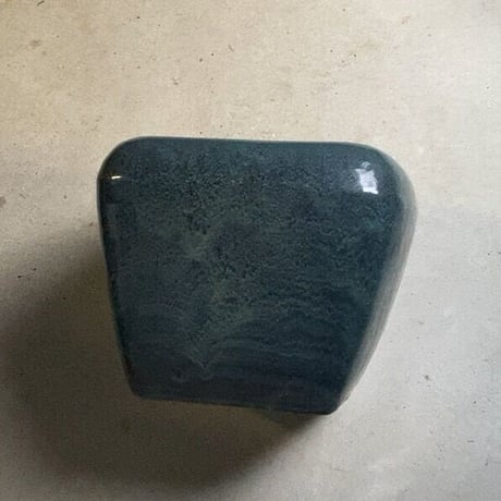 古い四角火鉢 最大幅45cm 海鼠(なまこ)釉 瑠璃釉 深海色 メダカ鉢 睡蓮鉢 金魚鉢 ビオトープ 甕 瓶 完品