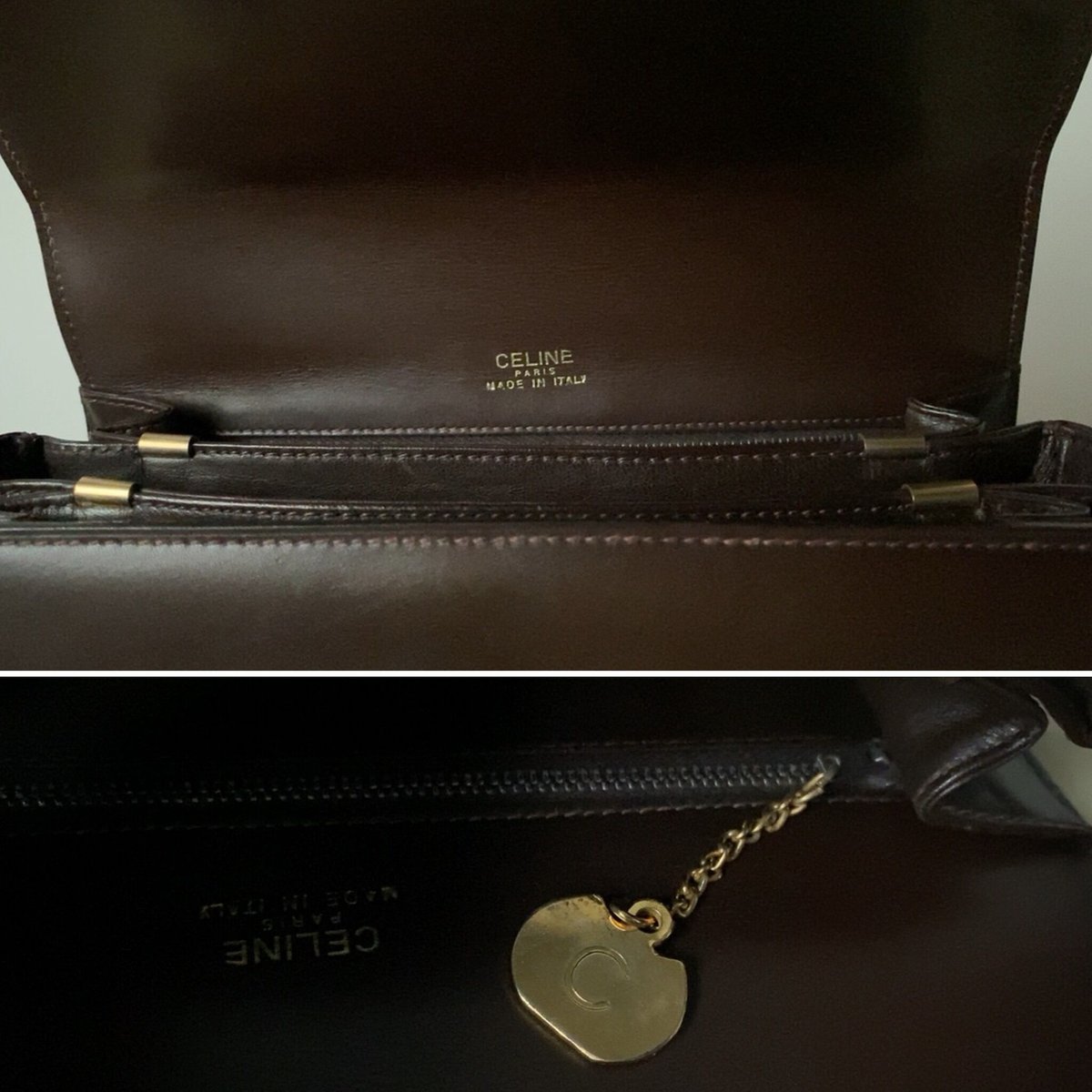 CELINE オールドセリーヌ 馬車金具 ダークブラウン ゴールド金具 CELINE オールドセリーヌ 馬車金具 ダークブラウン ゴールド金具