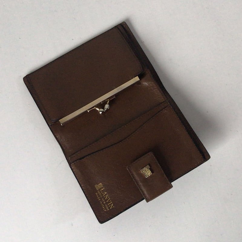 【新品未使用】ランバン ヴィンテージ レザー がま口 二つ折り財布 イタリア製 新品未使用】ランバン ヴィンテージ レザー がま口 二つ折り財布