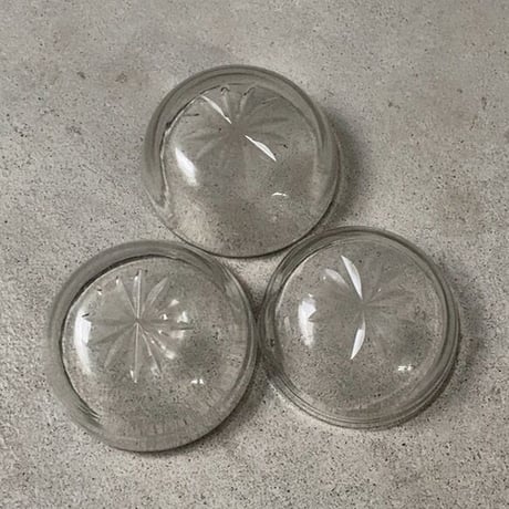 ヴィンテージ  ガラス器 菊紋様 昭和初期 気泡ガラス 深皿 小鉢 古い器 デザート器  ※3点セット