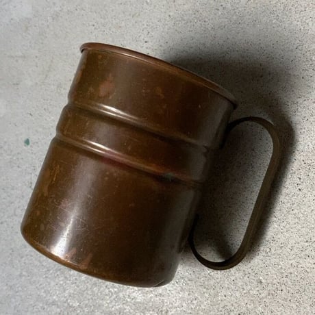 ヴィンテージ銅マグ  メーカー不明  2本ライン  ヤケ感お色目良好  コッパーマグカップ  アイスコーヒー ビアマグ