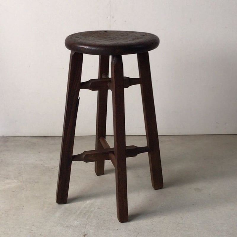 アンティーク丸椅子 木製スツール 木肌焦げ茶 | GobaTools