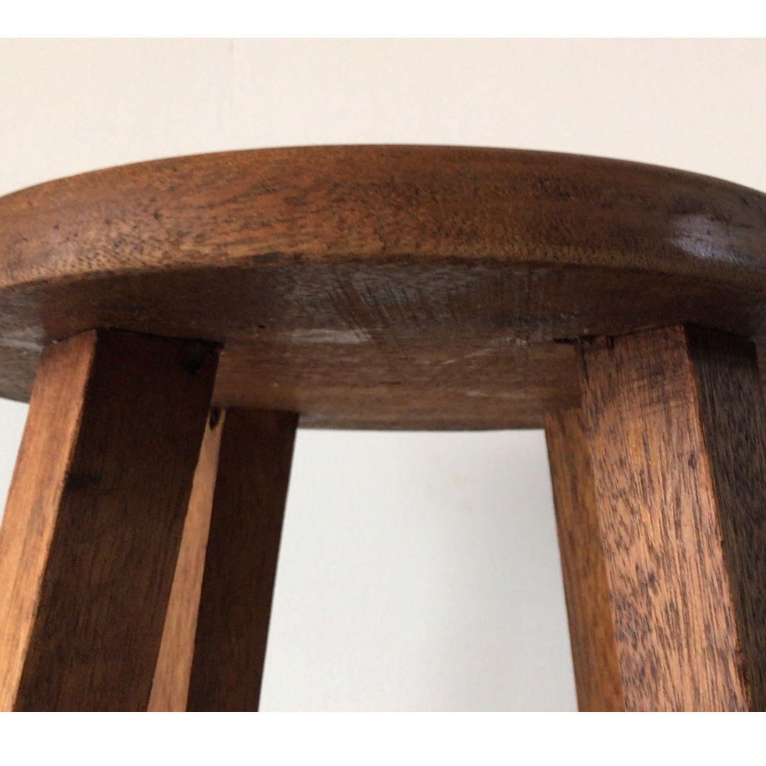 木製無垢 ヴィンテージ スツール アンティーク 古い丸椅子 高めの
