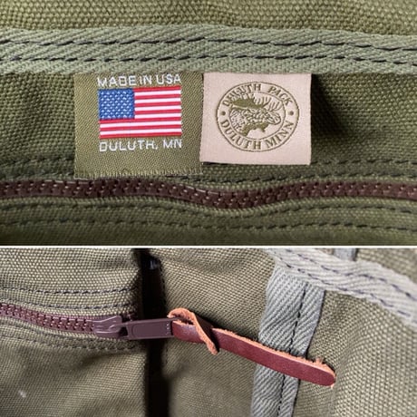 Duluthpack ダルースパック スポーツマントート モスグリーン×ダークブラウン レザーキャンバス トートバッグ 中古美品 made in usa