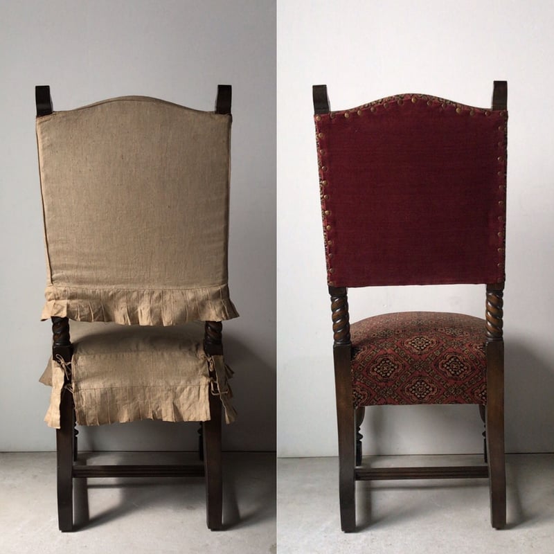 アンティーク アームレス ハイバックチェア 洋館で保管されていた古い