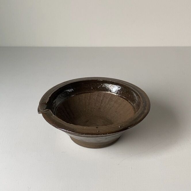 骨董　平鉢　片口　すり鉢　陶器　器　大振り　アンティーク　鉢 古い 片口すり鉢 幅約17cm 小さめ摺鉢 古民具 古民藝 古手 骨董