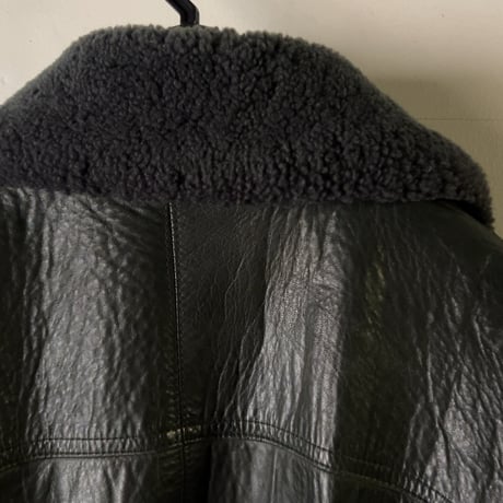BURBERRYS バーバリーズ  80s～90s ヴィンテージレザージャケット 旧タグ ボアブルゾン 黒 革ジャン ブルゾン  ジャンパー 本革 オールレザー ブラック 古着 中古良品