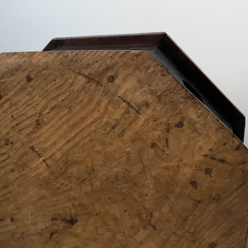 明治〜大正期 八角木製火鉢受け トロトロ黒ヤケ 古材 花器受け 民藝