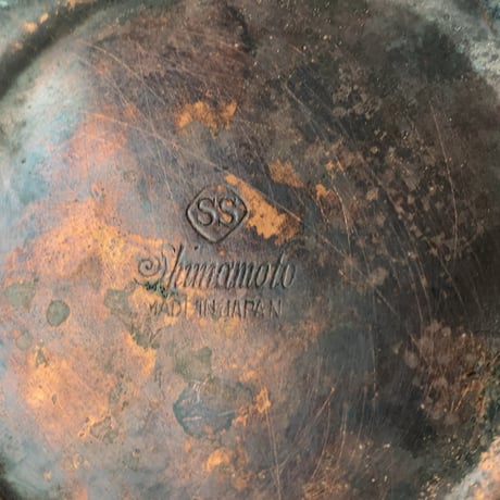 SS Shimamoto 島本製作所 コッパーケトル 純銅薬缶  ベル型 ウッドハンドル ウッド摘み 無垢材 黒ヤケ