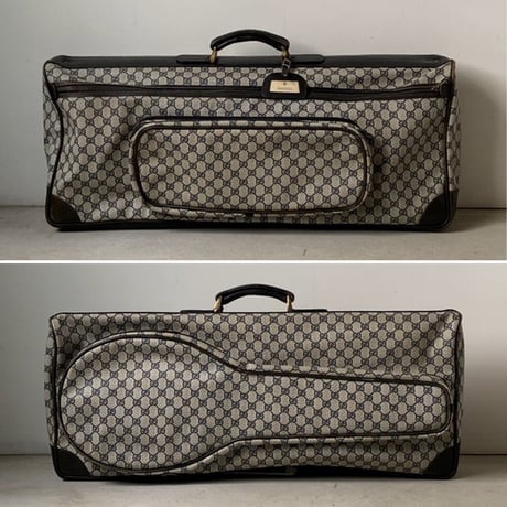 GUCCI オールドグッチ テニスラケット収納付 スポーツバッグ  GGコーティングキャンバス/レザー  ネイビー  ヴィンテージ グッチ テニスバッグ レアアイテム 希少珍品 中古美品