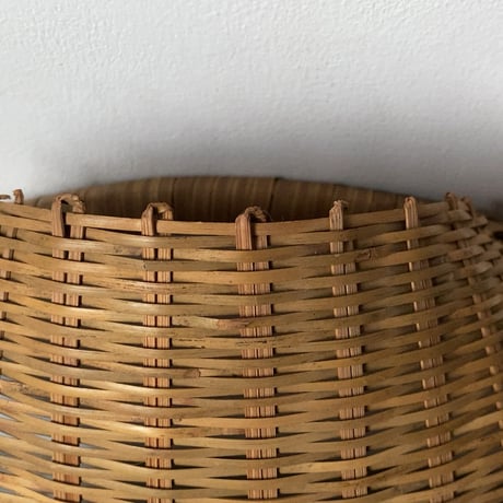 丸い片口ざる 入れ子2点セット  竹編みザル 竹笊 竹籠 竹工芸 竹細工 工芸品 手仕事 古民藝 古民具 古道具 ジャパンヴィンテージ