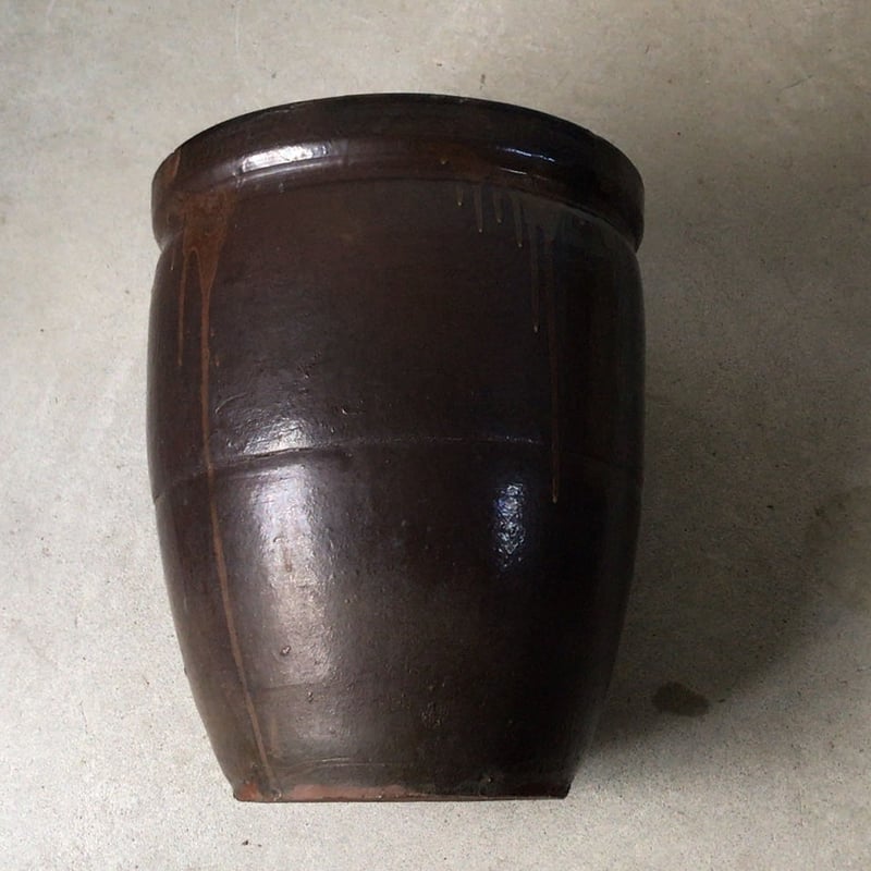【激レア】六代　走波　壺　花瓶　レトロ　33cm 古い水瓶 民藝壺 ・甕 (高さ約42cm幅約35cm) メダカ鉢 睡蓮 ハス