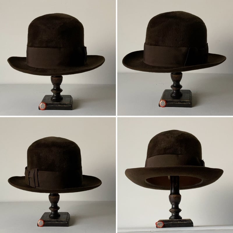 Takashimaya 高島屋 ヴィンテージハットダークブラウン 短起毛 ソフト