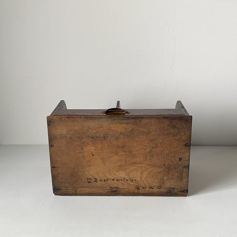 古い引出し本立て 1杯引出し1枚仕切 木製無垢材＋銅金具 昭和2年