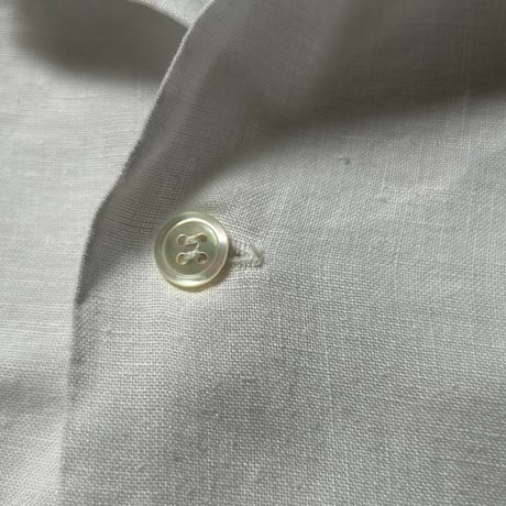 Harriss paris ハリス パリス  80s90sヴィンテージ オープンカラー リネンシャツ ホワイト フレンチアイビー フレンチトラッド mens40 良品