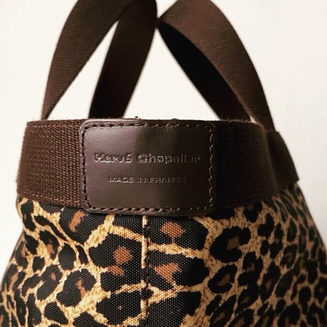 Herve Chapelier エルベ シャプリエ トートバッグ707Fパンサー 舟型トートM  レオパード ヒョウ柄 Cライン  中古美品  made in france