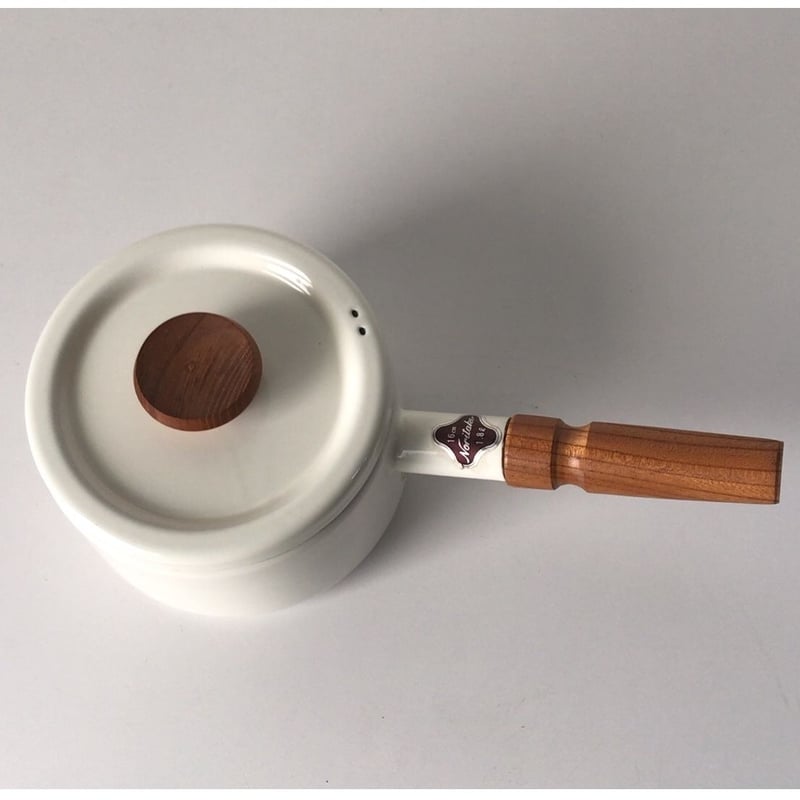Noritake ノリタケ ヴィンテージ 琺瑯(ホーロー) 片手鍋 木製無垢持ち