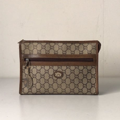 GUCCI グッチ オールドグッチ  GGプラスPVCキャンバス/レザー セカンドバッグ ヴィンテージ 中古美品