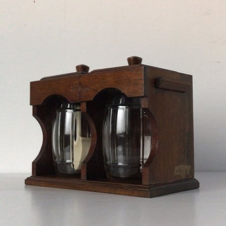 KONO  COFFEE SYPHON  コーノ コーヒーサイフォン　ヴィンテージウッドビーンズボトル＋KONOの計量プラスプーン　コーノ式 河野珈琲 珈琲豆キャニスター 保存容器 ガラス瓶