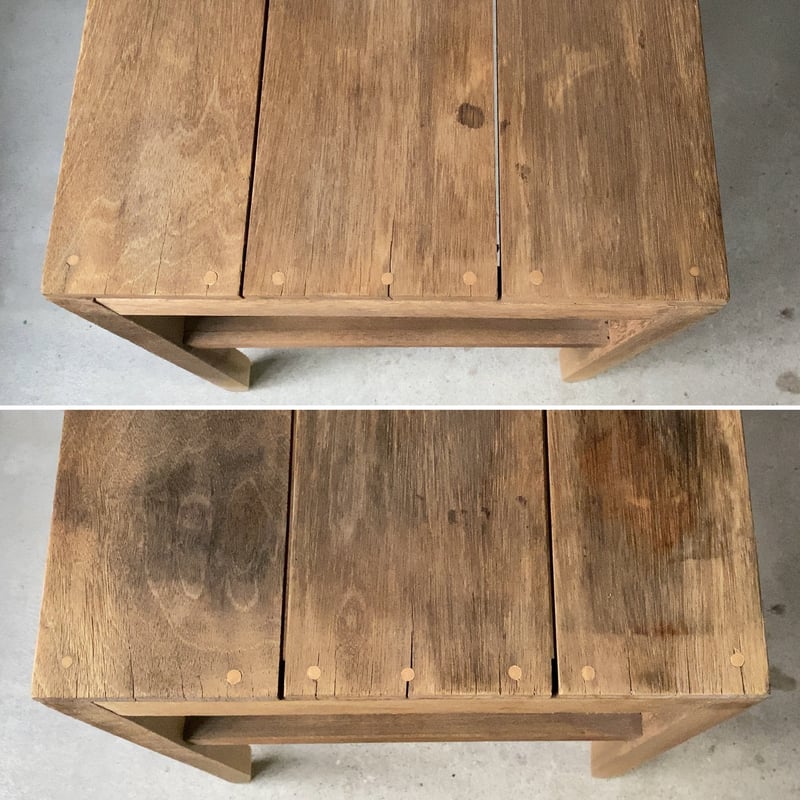 アンティーク コーヒーテーブル 無塗装 ラワン無垢材 小ぶりサイズ