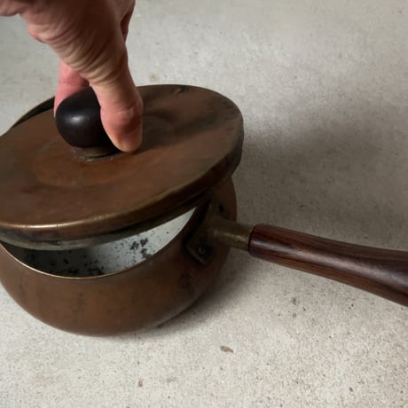 Old COPPER100 HOMEWARE 新光金属 コッパー100 ホームウェア 純銅片手鍋 木製ハンドル 木製摘み 銅鍋 ヴィンテージキッチンツール