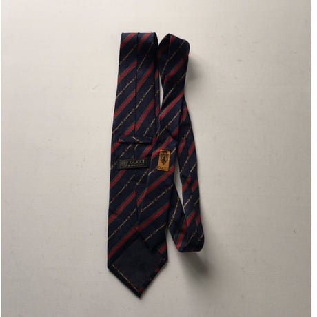 GUCCI  オールドグッチ  ヴィンテージ ネクタイ レジメンタル ビット柄 ネイビー ゴールド シェリーラインシルク100%  中古美品