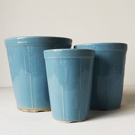 古い植木鉢. ターコイズ矢紋様3鉢セット　70sオールドポット 入れ子3サイズ。※1点1点微妙な個体差が有りますのでご了承下さい。