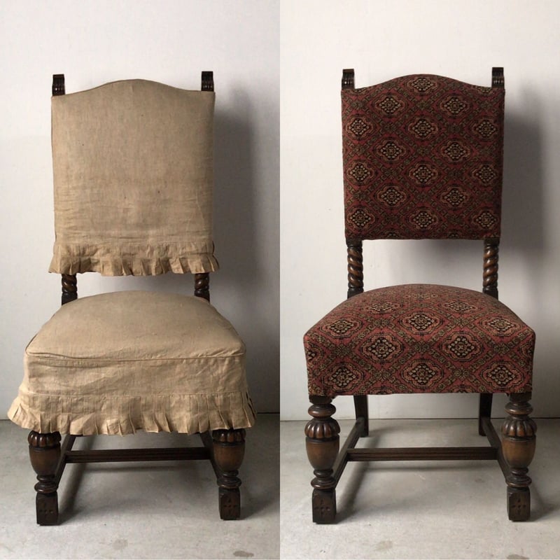 アンティーク アームレス ハイバックチェア 洋館で保管されていた古い