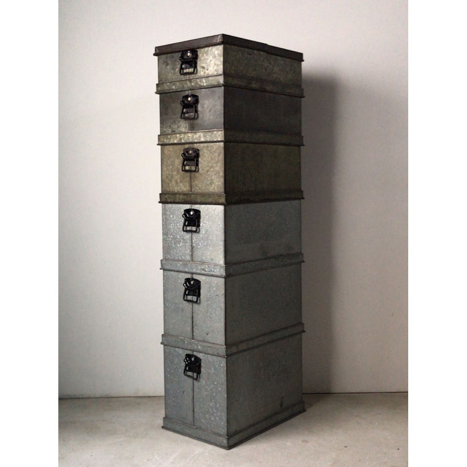 ⑮⑯2個セット 収納スタッキングBOX ビンテージ鉄箱 アンティーク