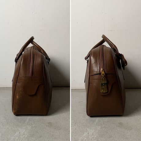 50〜60s ヴィンテージ レザーバッグ  スモールドクターバッグ ジャパンヴィンテージ  ブラウン ファスナー開閉  革鞄  完品