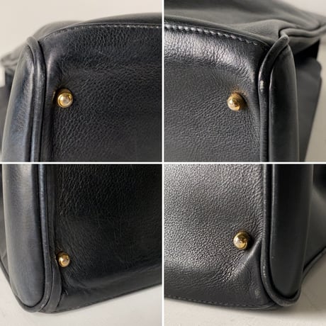 GUCCI オールドグッチ  バンブーレザーバッグ 2wayショルダー付き トートバッグ ハンドバッグ ブラックスムースレザー/ゴールド金具 70s80s ヴィンテージグッチ