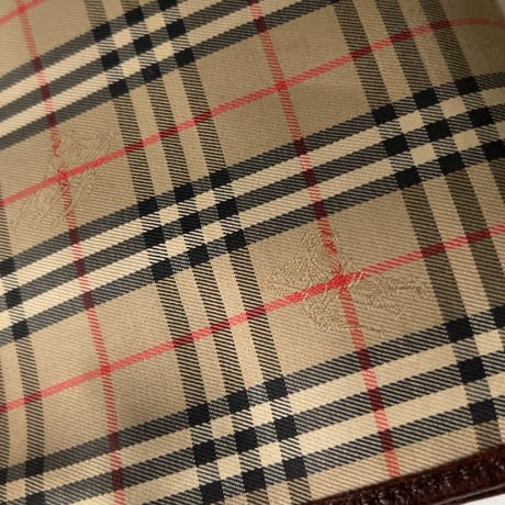 Burberrys バーバリーズ  レザーコンビ ノバチェック ヴィンテージクラッチバッグ セカンドバッグ 化粧ポーチ ゴールドホースロゴ 中古良品