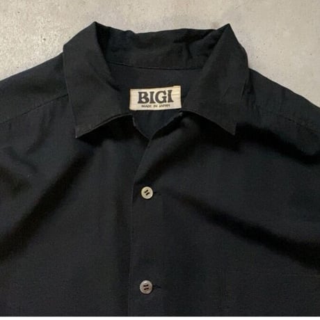 BIGI ビギ　80s オールドビギ　レーヨンシャツ ブラック ドロップショルダー  レディース M   ヴィンテージ DCブランド 古着