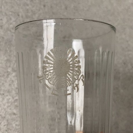 アンカーグラス  3個セット　アサヒビール/リボンシトロン アドバタイジンググラス 昭和初期  高さ10.5cm ほんのりブルーグレー アンティークグラス コップ 完品  ※3点ございます。