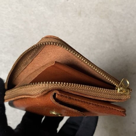 CINQ DESIGN サンクデザイン　小さめの財布 キャメル ブラウン 小銭入れ レザー 革財布 革 牛革 イタリアンレザー コンパクトウォレット 中古美品