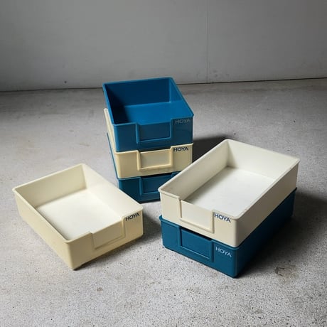 HOYA ホヤ 業務用 レンズトレー6個セット レンズボックス スタッグボックス 小物入れ 道具入れ ヴィンテージ ツールボックス プラケース ロゴ入 バイカラー 良品