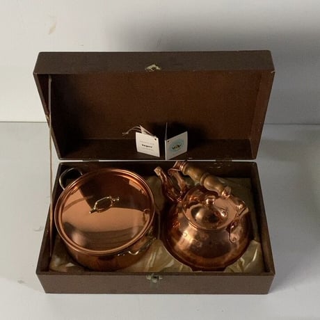 TAGUS ターガス社製ケトル&両手鍋 箱付きギフトBOX  デッドストック未使用品 ヴィンテージ銅ケトル ポルトガル製  made in portugal