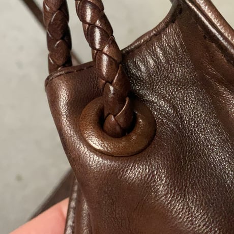 BOTTEGA VENETA ボッテガヴェネタ イントレチャート ハンドバッグ ワンショルダーバッグ レザー 焦げ茶 ブラウン レディース 中古品