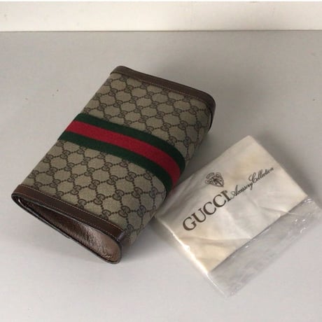 GUCCI オールドグッチ セカンドバッグ クラッチバッグ GG柄 コーティングキャンバス 保存袋付き 16.001.44 中古美品　ヴィンテージバッグ