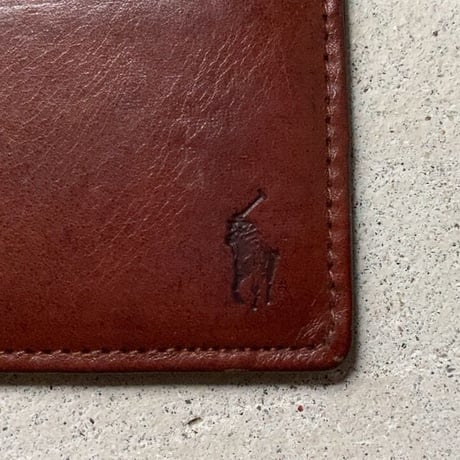 POLO RALPH LAUREN ポロ ラルフローレン レザーパスケース カードケース 名刺入れ ブラウン USED