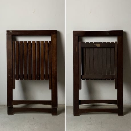 1960s 木製フォールディングチェア  折り畳み椅子 古い木のイス 太いフレームに直線的なデザインがグッドバランスです。