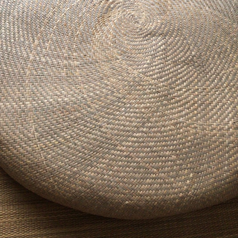 パナマ座布団 台湾製 本パナマ円形座布団 昭和中期 民藝 素朴な民具 丸